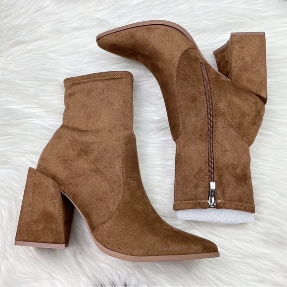 New Steven New York by Steve Madden Taite Pointed Toe Booties in Chestnut - Picture 5 of 9